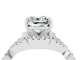 Silver Cushion Cut Moissanite  Halo Twist Band Solitaire Prong Setting Ring_16