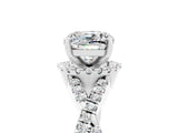 Silver Cushion Cut Moissanite  Halo Twist Band Solitaire Prong Setting Ring_17