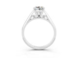 Silver Cushion Cut Moissanite Solitaire Engagement Ring with Cathedral Setting and Four-Prong Mount_15