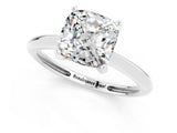 Silver Cushion Cut Moissanite Solitaire Engagement Ring with Classic Band and Four-Prong Setting_13