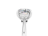 Silver Cushion Cut Moissanite Solitaire Engagement Ring with Classic Band and Four-Prong Setting_17