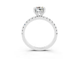 Silver Cushion Cut Moissanite Solitaire Ring with Round  Pavé Band and Four-Prong Setting_39