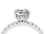 Silver Cushion Cut Moissanite Solitaire Ring with Round  Pavé Band and Four-Prong Setting_40