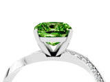 Silver Cushion Cut Peridot Engagement Ring with Side Stone Accents and Four-Prong Setting_16