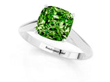Silver Cushion Cut Peridot Solitaire Engagement Ring with Cathedral Setting and Four-Prong Mount_1