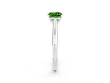 Silver Cushion Cut Peridot Solitaire Engagement Ring with Cathedral Setting and Four-Prong Mount_2