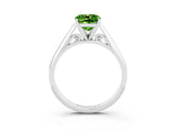 Silver Cushion Cut Peridot Solitaire Engagement Ring with Cathedral Setting and Four-Prong Mount_3