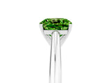 Silver Cushion Cut Peridot Solitaire Engagement Ring with Cathedral Setting and Four-Prong Mount_5