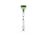 Silver Cushion Cut Peridot Solitaire Ring with Thin Band and Prong Setting_44