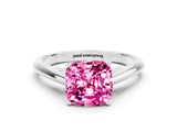 Silver Cushion Cut Pink Sapphire Solitaire Engagement Ring with Cathedral Setting and Four-Prong Mount_12