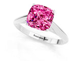 Silver Cushion Cut Pink Sapphire Solitaire Engagement Ring with Cathedral Setting and Four-Prong Mount_13