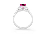 Silver Cushion Cut Pink Sapphire Solitaire Engagement Ring with Cathedral Setting and Four-Prong Mount_15