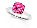 Silver Cushion Cut Pink Sapphire Solitaire Engagement Ring with Classic Band and Four-Prong Setting_13