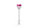 Silver Cushion Cut Pink Sapphire Solitaire Engagement Ring with Classic Band and Four-Prong Setting_14