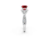 Silver Cushion Cut Ruby  Halo Twist Band Solitaire Prong Setting Ring_14