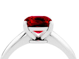 Silver Cushion Cut Ruby Solitaire Engagement Ring with Classic Band and Four-Prong Setting_16