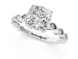 Silver Cushion Cut Solitaire Diamond Ring with Infinity Twist Band and Four-Prong Setting_26