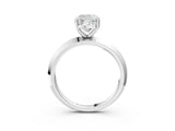 Silver Cushion Cut Solitaire Engagement Ring with Flat Band and Four-Prong Setting 3