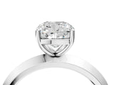 Silver Cushion Cut Solitaire Engagement Ring with Flat Band and Four-Prong Setting 4