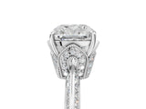 Silver Cushion Cut Solitaire Split Shank Pave Diamond Engagement Ring with Four-Prong Setting_18