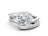 Silver Cushion Cut Solitaire Tension-Set Diamond Split Shank Ring_25