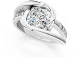 Silver Cushion Cut Solitaire Tension-Set Diamond Split Shank Ring_26