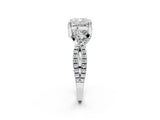Silver Cushion Cut Solitaire Twist Pave Diamond Engagement Ring with Prong Setting_21