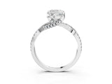 Silver Cushion Cut Solitaire Twist Pave Diamond Engagement Ring with Prong Setting_22