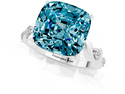 Silver Cushion Cut Solitaire Twisted Band with Prong Setting_7