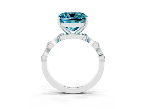 Silver Cushion Cut Solitaire Twisted Band with Prong Setting_9