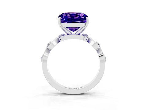 Silver Cushion Cut Solitaire Twisted Band with Prong Setting_9