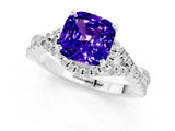 Silver Cushion Cut Tanzanite  Halo Twist Band Solitaire Prong Setting Ring_13