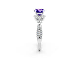 Silver Cushion Cut Tanzanite  Halo Twist Band Solitaire Prong Setting Ring_14
