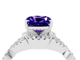 Silver Cushion Cut Tanzanite  Halo Twist Band Solitaire Prong Setting Ring_16