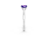 Silver Cushion Cut Tanzanite Solitaire Engagement Ring with Cathedral Setting and Four-Prong Mount_2