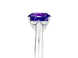 Silver Cushion Cut Tanzanite Solitaire Engagement Ring with Cathedral Setting and Four-Prong Mount_5