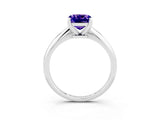 Silver Cushion Cut Tanzanite Solitaire Engagement Ring with Classic Band and Four-Prong Setting_15