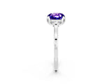 Silver Cushion Cut Tanzanite Solitaire Ring with Flower Prong Setting and Classic Band_2