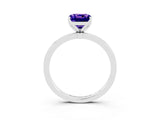 Silver Cushion Cut Tanzanite Solitaire Ring with Thin Band and Prong Setting_45