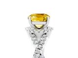 Silver Cushion Cut Yellow Sapphire  Halo Twist Band Solitaire Prong Setting Ring_17