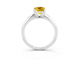 Silver Cushion Cut Yellow Sapphire Solitaire Engagement Ring with Classic Band and Four-Prong Setting_15