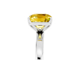 Silver Cushion Cut Yellow Sapphire Solitaire Ring with Thin Band and Prong Setting_47