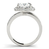 Silver Cushion Diamond Double Halo Ring with Split Shank and Four-Prong Setting 2