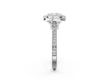 Silver Cushion Diamond Halo Ring with Milgrain Frame and Pavé Band 2