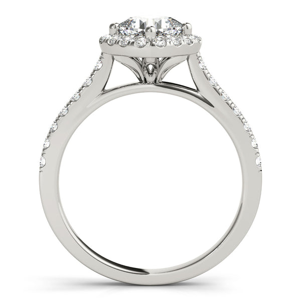 White gold Cushion Diamond Cushion Halo Ring with Pavé Band