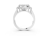 Silver Cushion Halo Diamond Engagement Ring with Split Shank and Four-Prong Setting 3