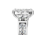 Silver Cushion Halo Diamond Engagement Ring with Split Shank and Four-Prong Setting 5