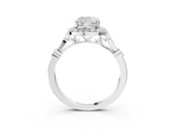 Silver Cushion Halo Diamond Engagement Ring with Twisted Band and Four-Prong Setting 3