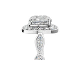 Silver Cushion Halo Diamond Engagement Ring with Twisted Band and Four-Prong Setting 5