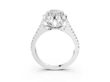 Silver Cushion Halo Diamond Floral Split Shank Engagement Ring 3